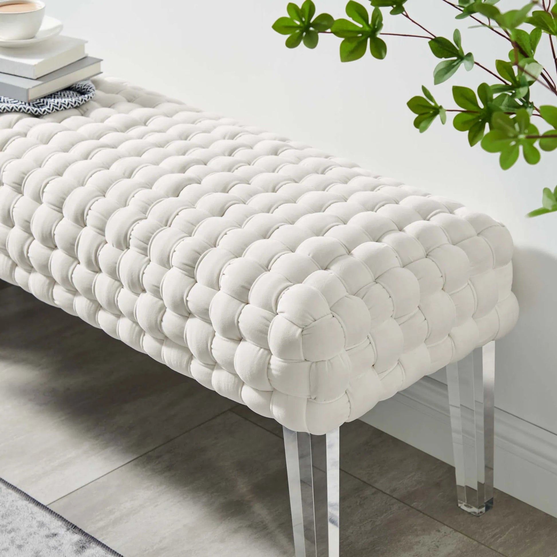 Skagway Woven Ottoman by Evans & Londeen. Made from plywood, seat: top foam density 38kg, m3 with thickness 20mm, 100% polyester, white foot pad at the bottom, solid wood in a modern style.