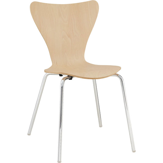 Aiden Dining Side Chair by Evans & Londeen. Made from painted bentwood plywood, artificial walnut veneer, chrome-plated steel leg in a modern style.