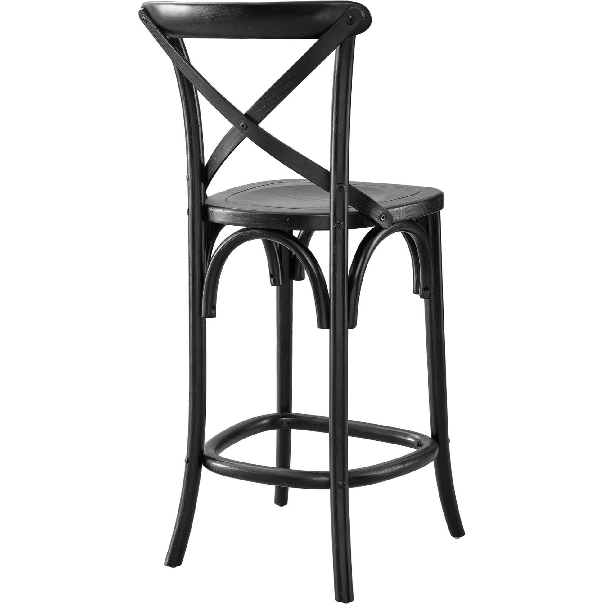 Easton Counter Stool by Evans & Londeen. Made from seat board is chinese elm wood, white foot pins in a transitional style.