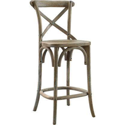 Easton Counter Stool by Evans & Londeen. Made from seat board is chinese elm wood, white foot pins in a transitional style.