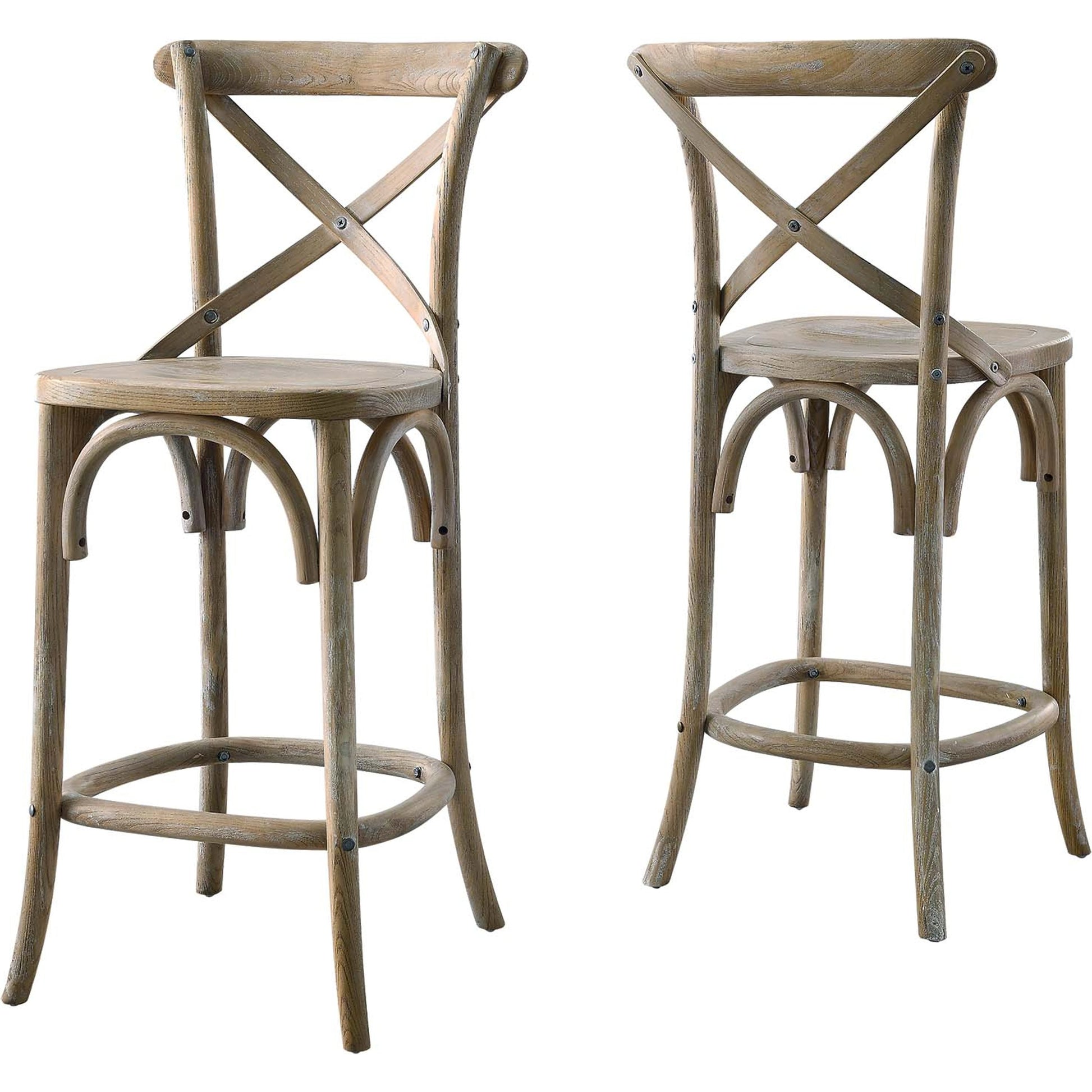 Easton Counter Stool by Evans & Londeen. Made from seat board is chinese elm wood, white foot pins in a transitional style.