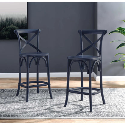 Easton Counter Stool by Evans & Londeen. Made from seat board is chinese elm wood, white foot pins in a transitional style.