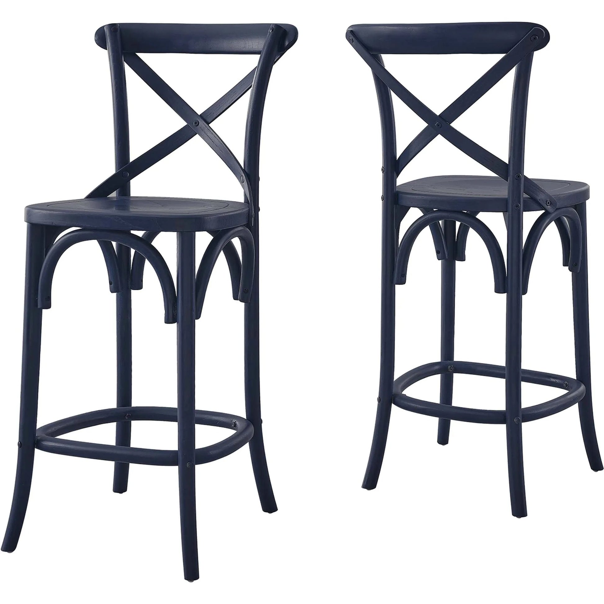 Easton Counter Stool by Evans & Londeen. Made from seat board is chinese elm wood, white foot pins in a transitional style.