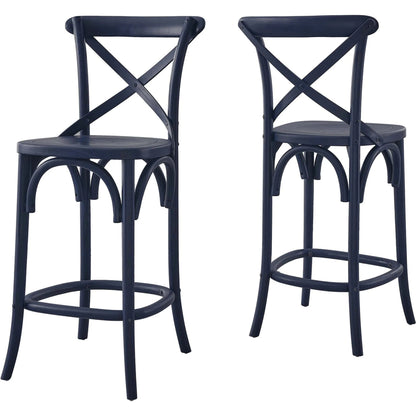 Easton Counter Stool by Evans & Londeen. Made from seat board is chinese elm wood, white foot pins in a transitional style.