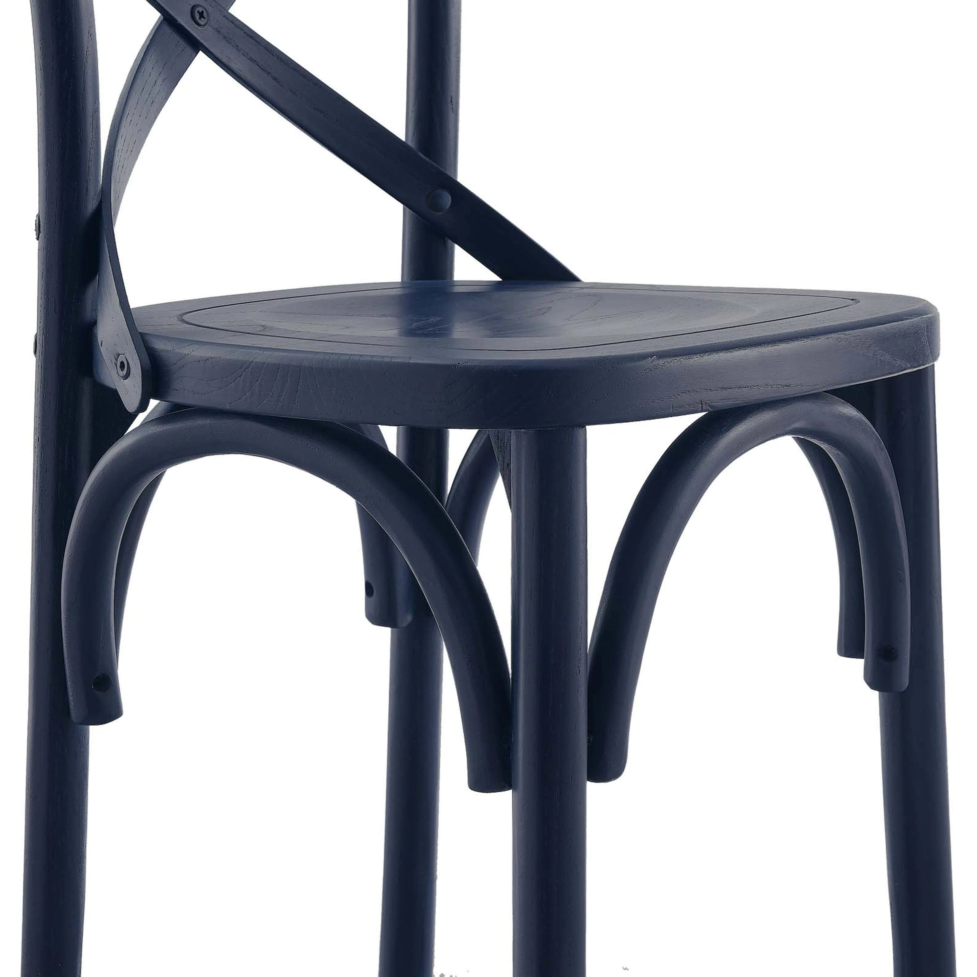 Easton Counter Stool by Evans & Londeen. Made from seat board is chinese elm wood, white foot pins in a transitional style.