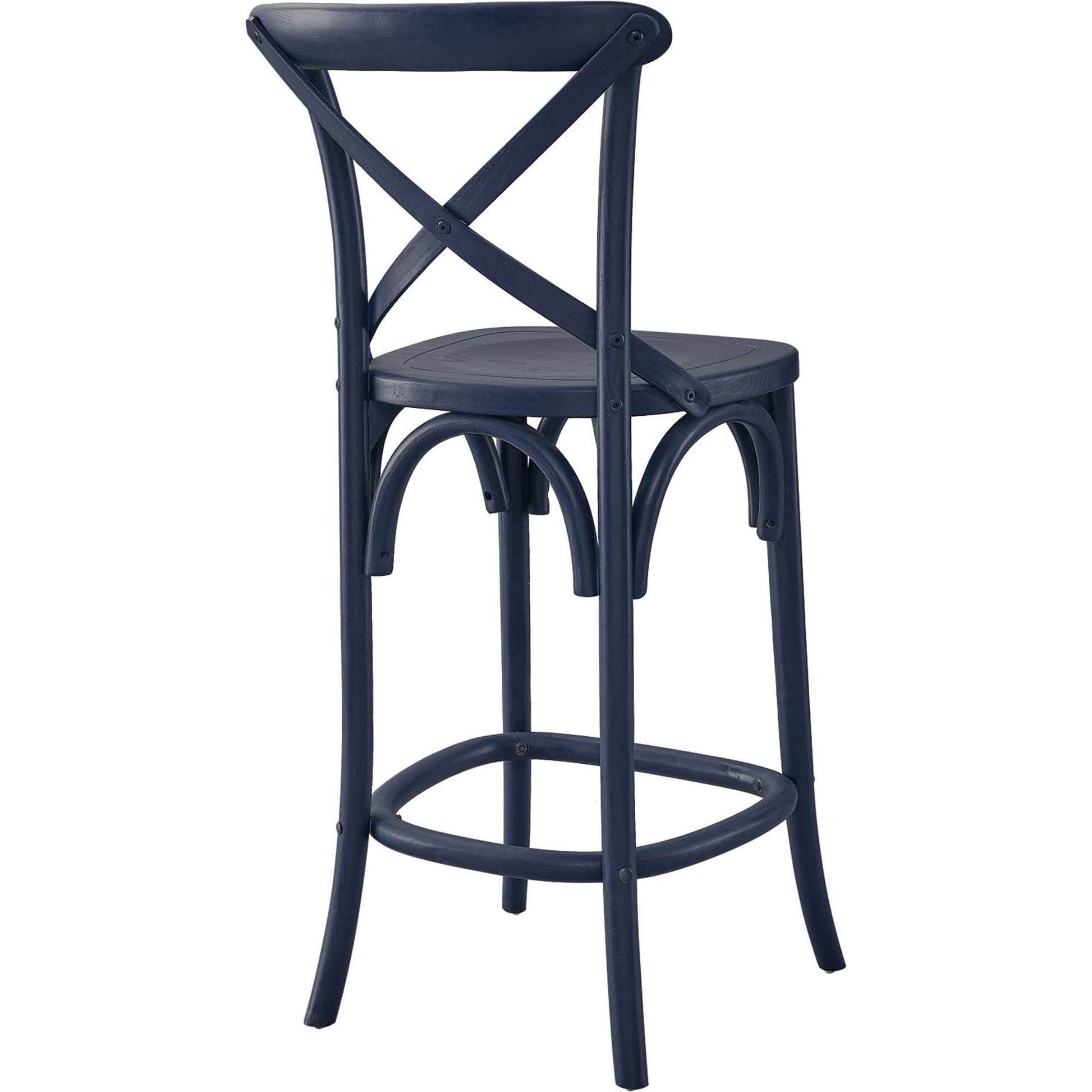 Easton Counter Stool by Evans & Londeen. Made from seat board is chinese elm wood, white foot pins in a transitional style.