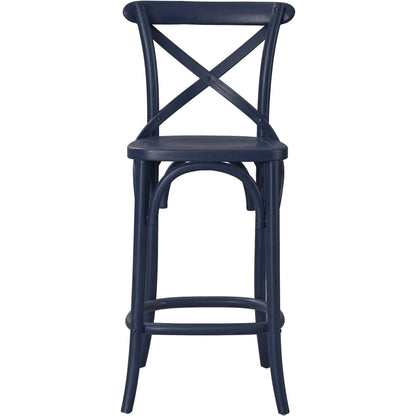 Easton Counter Stool by Evans & Londeen. Made from seat board is chinese elm wood, white foot pins in a transitional style.