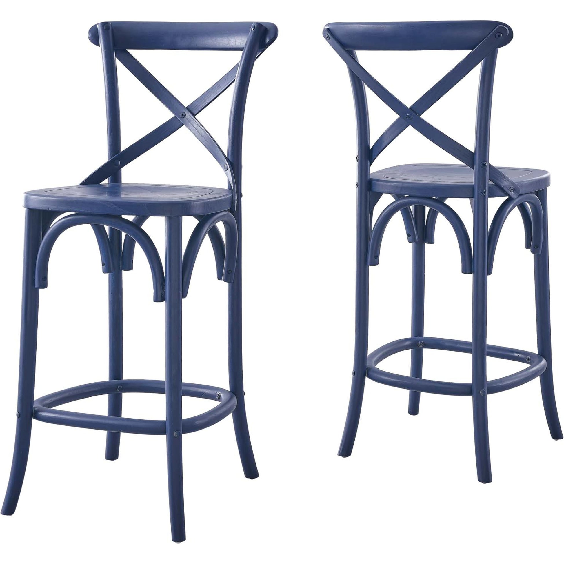 Easton Counter Stool by Evans & Londeen. Made from seat board is chinese elm wood, white foot pins in a transitional style.