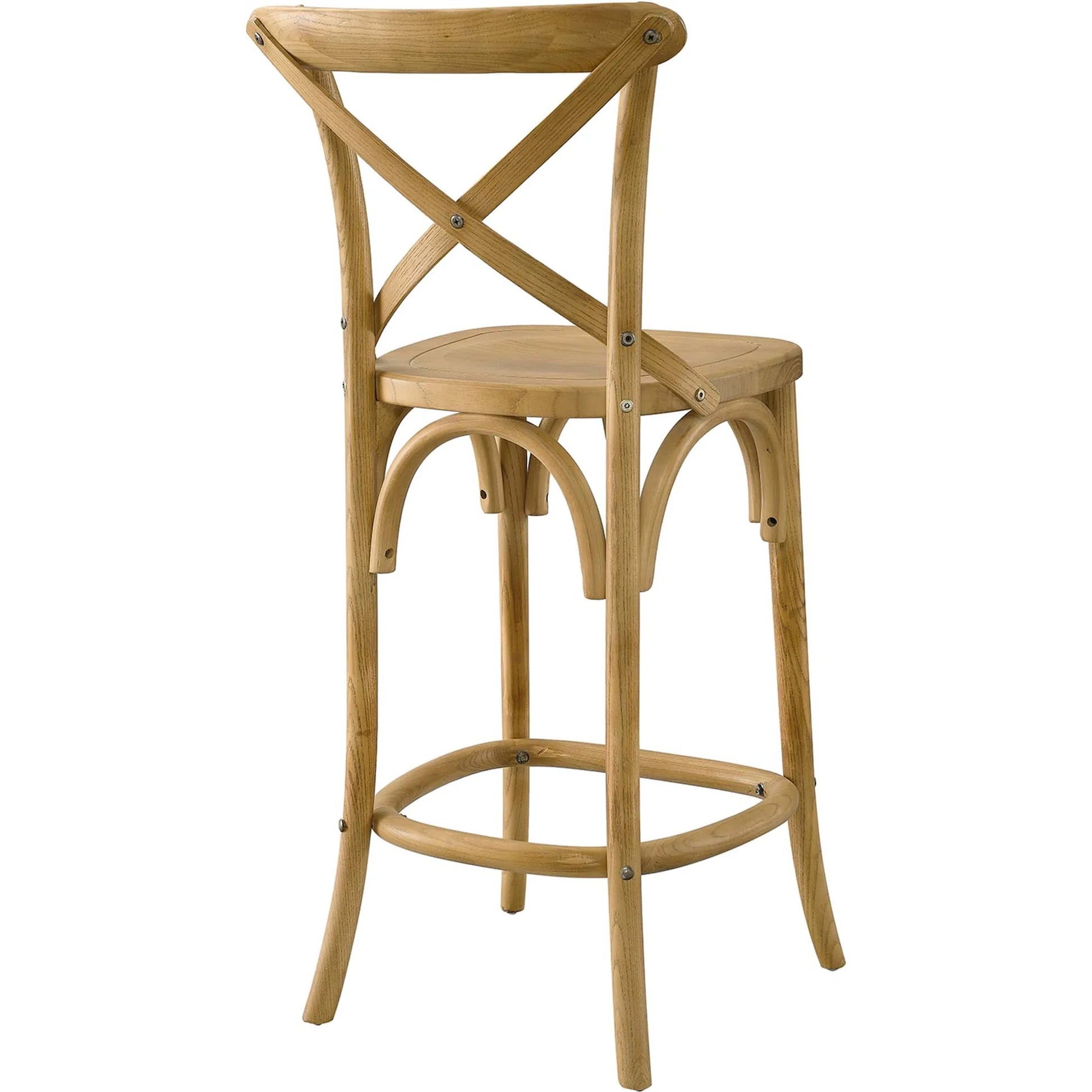 Easton Counter Stool by Evans & Londeen. Made from seat board is chinese elm wood, white foot pins in a transitional style.