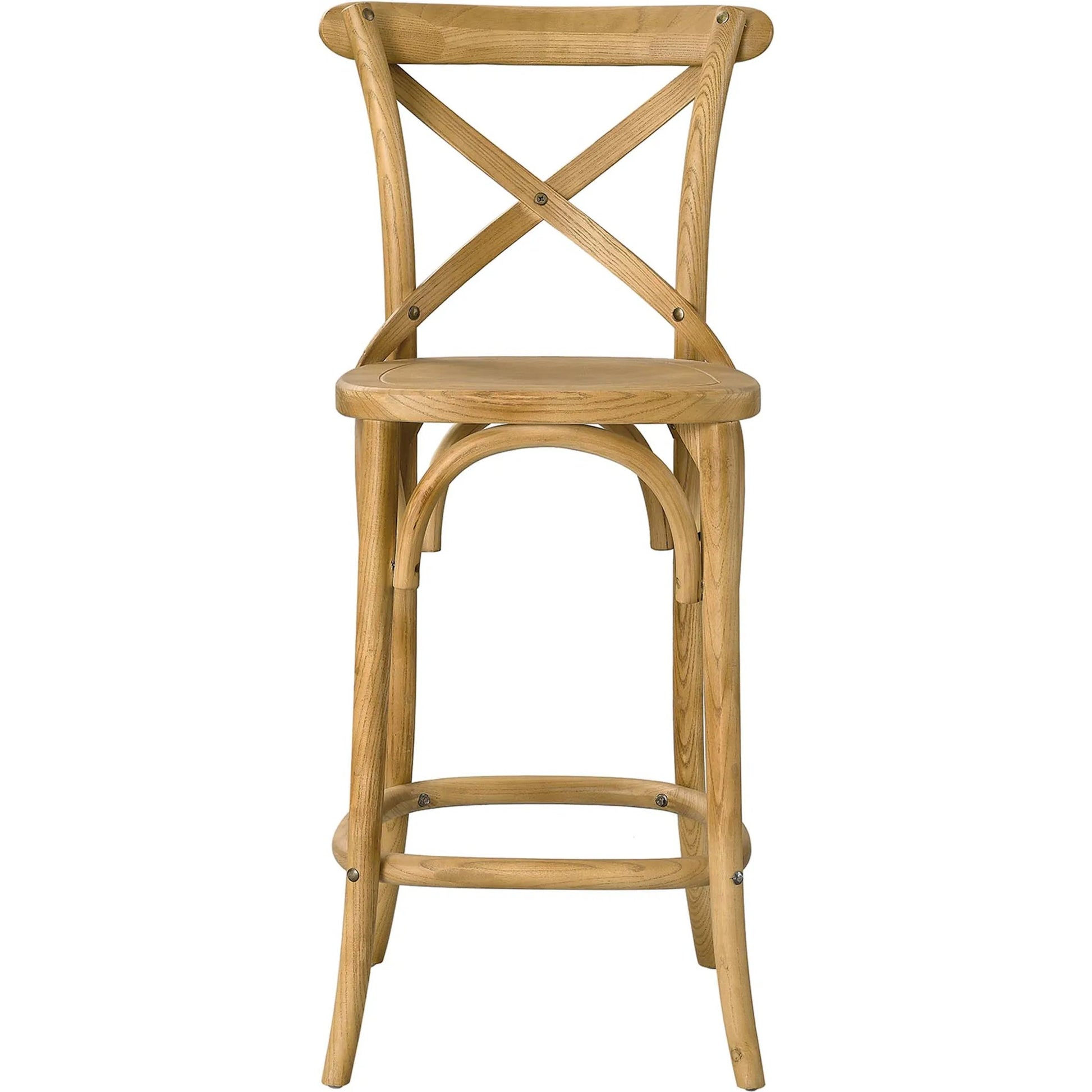 Easton Counter Stool by Evans & Londeen. Made from seat board is chinese elm wood, white foot pins in a transitional style.