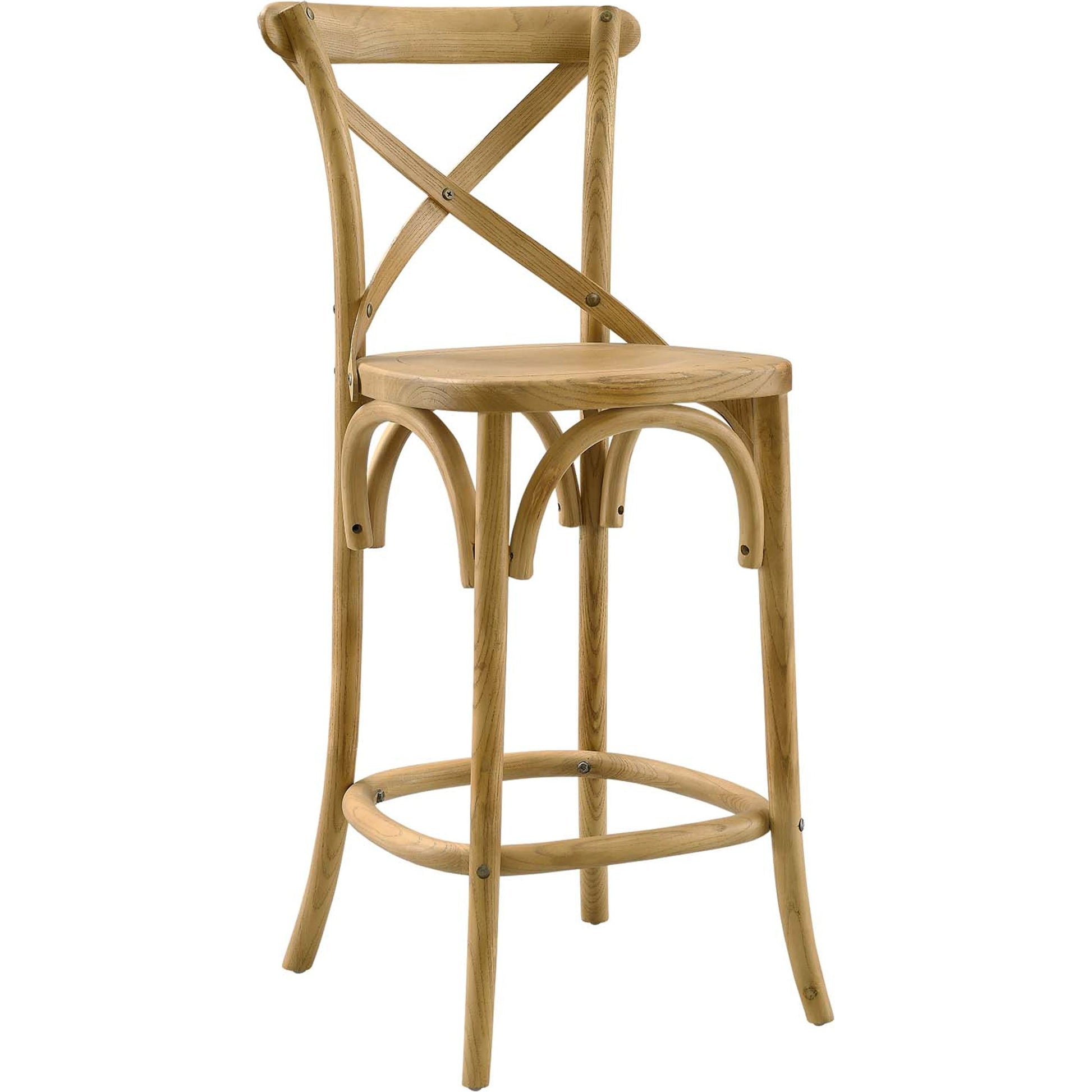 Easton Counter Stool by Evans & Londeen. Made from seat board is chinese elm wood, white foot pins in a transitional style.