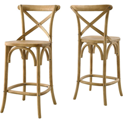 Easton Counter Stool by Evans & Londeen. Made from seat board is chinese elm wood, white foot pins in a transitional style.