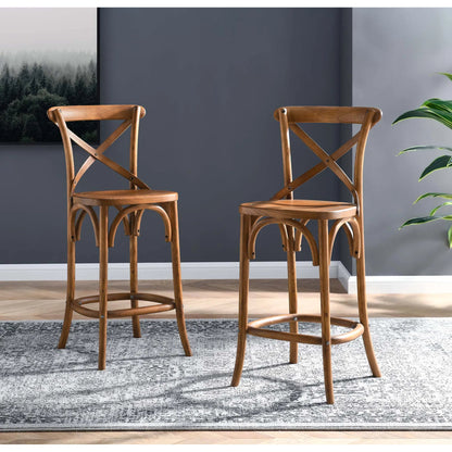 Easton Counter Stool by Evans & Londeen. Made from seat board is chinese elm wood, white foot pins in a transitional style.