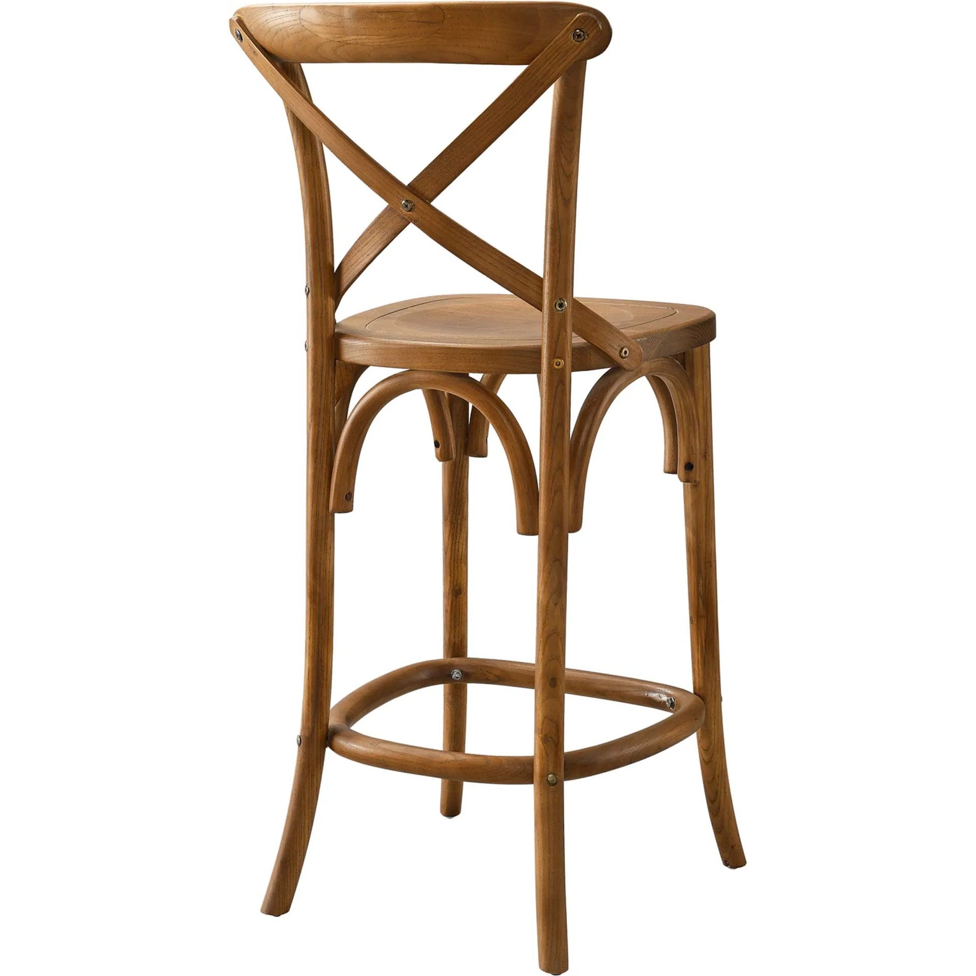 Easton Counter Stool by Evans & Londeen. Made from seat board is chinese elm wood, white foot pins in a transitional style.