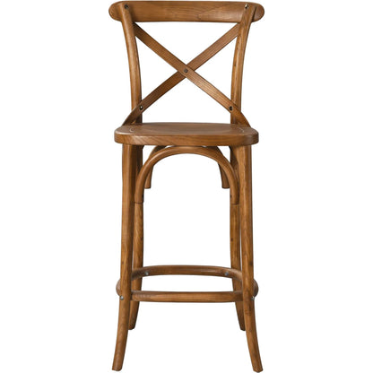 Easton Counter Stool by Evans & Londeen. Made from seat board is chinese elm wood, white foot pins in a transitional style.