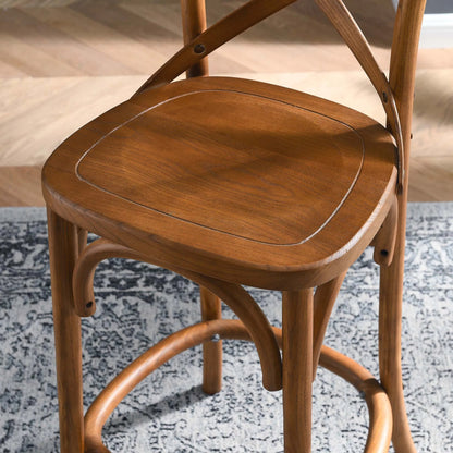 Easton Counter Stool by Evans & Londeen. Made from seat board is chinese elm wood, white foot pins in a transitional style.