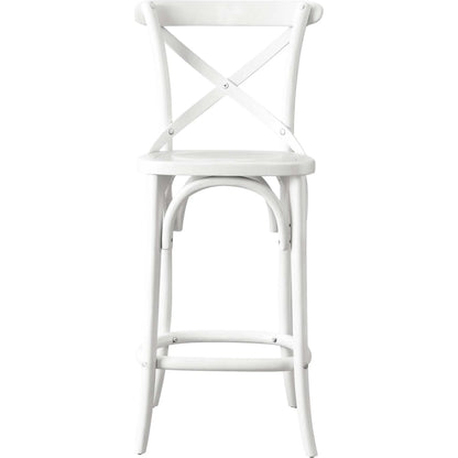 Easton Counter Stool by Evans & Londeen. Made from seat board is chinese elm wood, white foot pins in a transitional style.