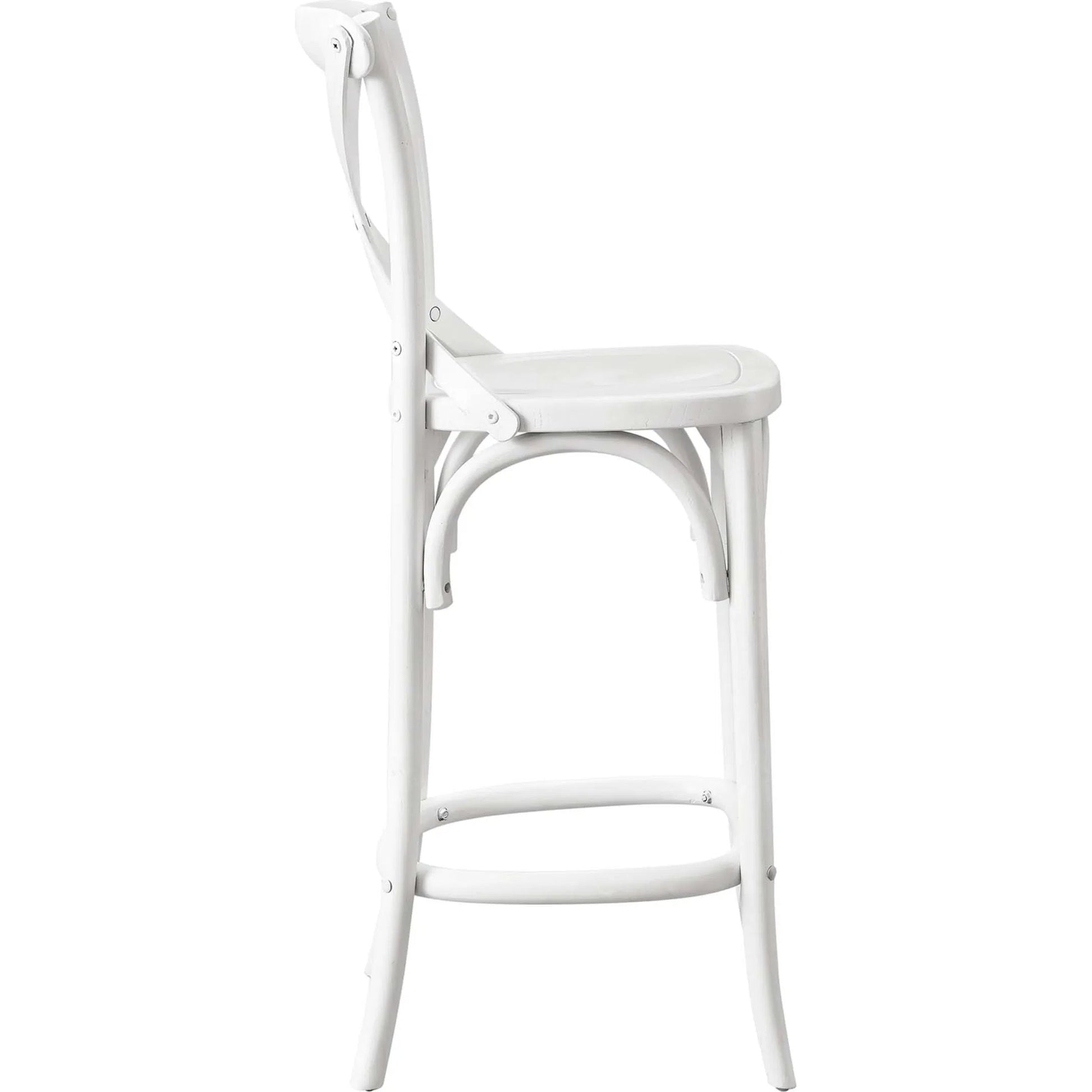 Easton Counter Stool by Evans & Londeen. Made from seat board is chinese elm wood, white foot pins in a transitional style.