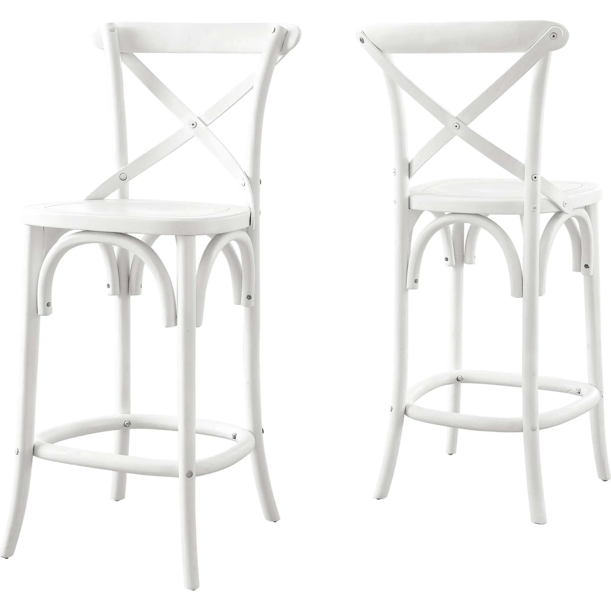 Easton Counter Stool by Evans & Londeen. Made from seat board is chinese elm wood, white foot pins in a transitional style.