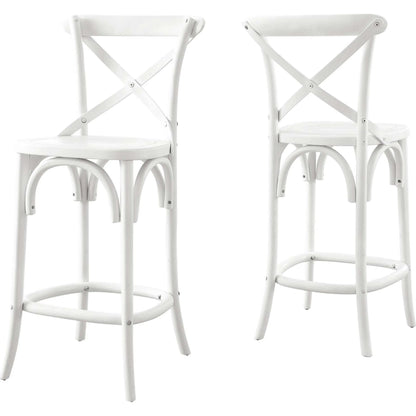 Easton Counter Stool by Evans & Londeen. Made from seat board is chinese elm wood, white foot pins in a transitional style.