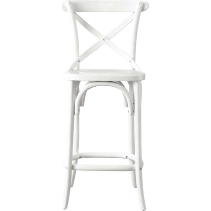 Easton Counter Stool by Evans & Londeen. Made from seat board is chinese elm wood, white foot pins in a transitional style.