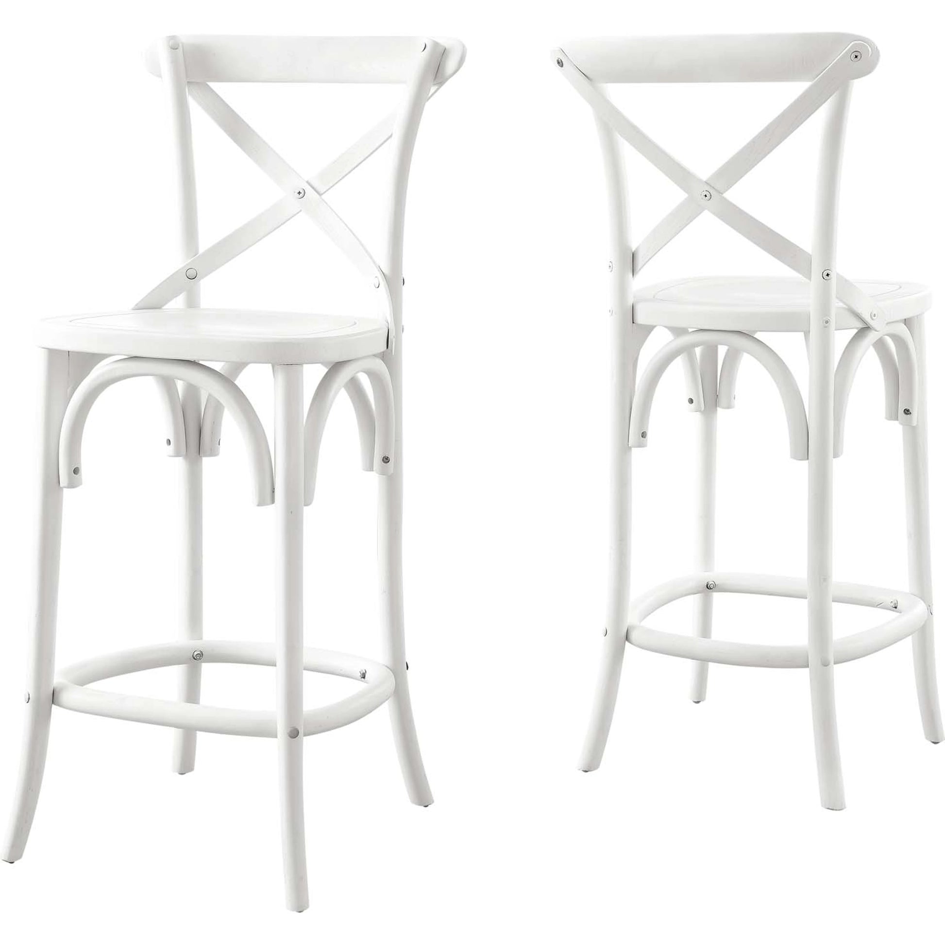 Easton Counter Stool by Evans & Londeen. Made from seat board is chinese elm wood, white foot pins in a transitional style.