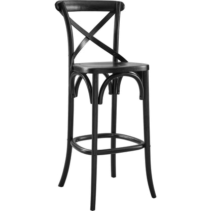 Easton Bar Stool by Evans & Londeen. Made from seat board is chinese elm wood, white foot pins in a transitional style.