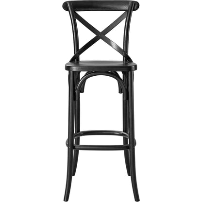 Easton Bar Stool by Evans & Londeen. Made from seat board is chinese elm wood, white foot pins in a transitional style.