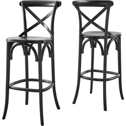 Easton Bar Stool by Evans & Londeen. Made from seat board is chinese elm wood, white foot pins in a transitional style.