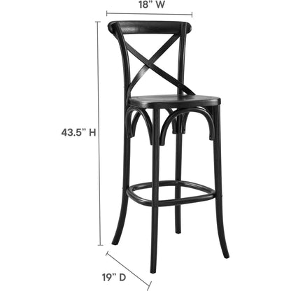 Easton Bar Stool by Evans & Londeen. Made from seat board is chinese elm wood, white foot pins in a transitional style.