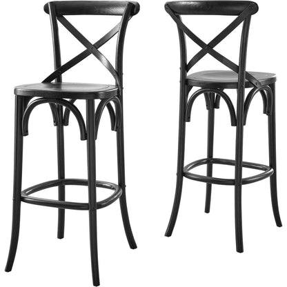 Easton Bar Stool by Evans & Londeen. Made from seat board is chinese elm wood, white foot pins in a transitional style.