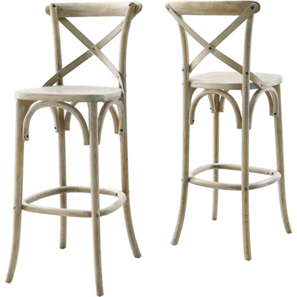 Easton Bar Stool by Evans & Londeen. Made from seat board is chinese elm wood, white foot pins in a transitional style.
