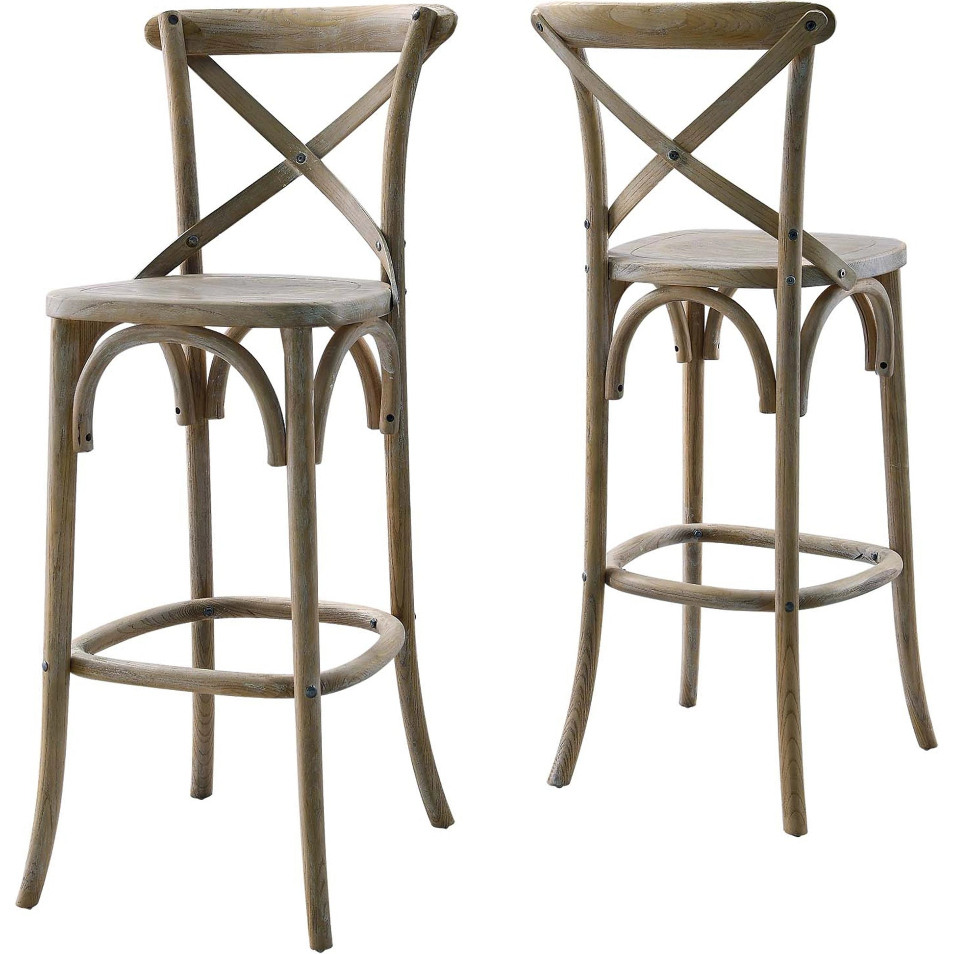 Easton Bar Stool by Evans & Londeen. Made from seat board is chinese elm wood, white foot pins in a transitional style.