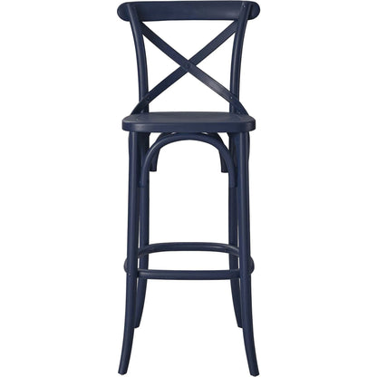 Easton Bar Stool by Evans & Londeen. Made from seat board is chinese elm wood, white foot pins in a transitional style.