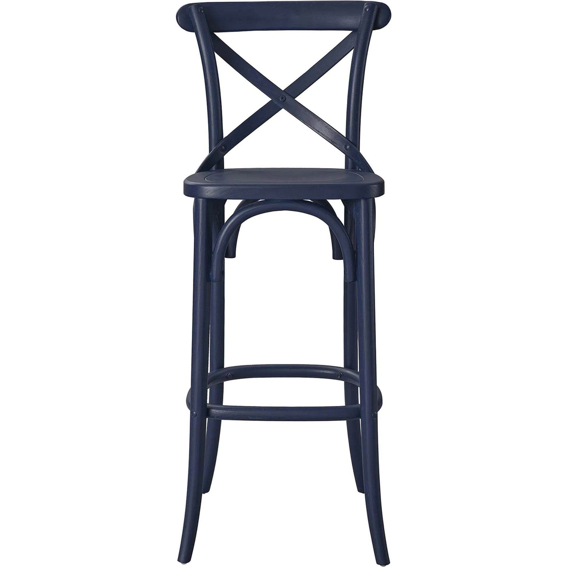 Easton Bar Stool by Evans & Londeen. Made from seat board is chinese elm wood, white foot pins in a transitional style.