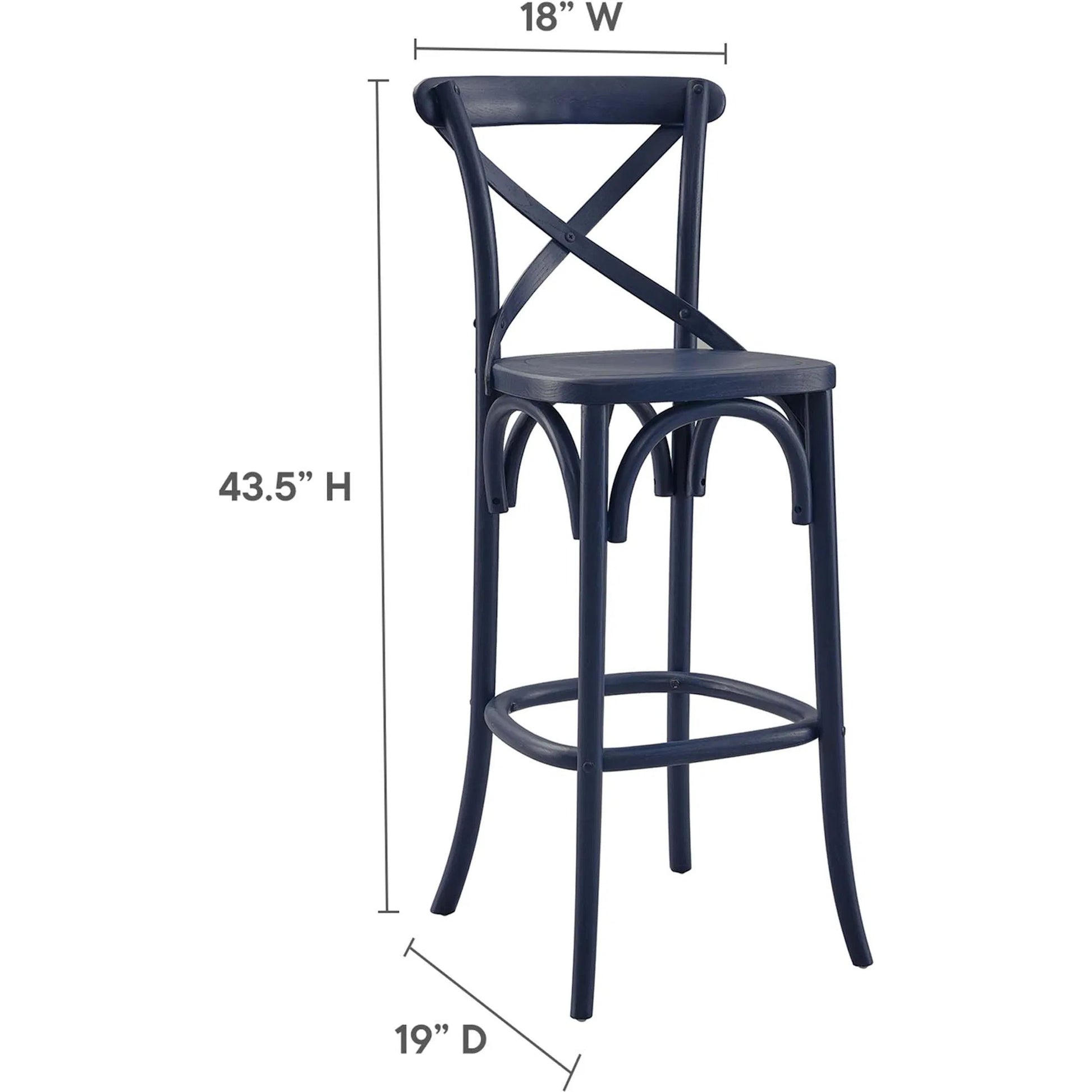 Easton Bar Stool by Evans & Londeen. Made from seat board is chinese elm wood, white foot pins in a transitional style.
