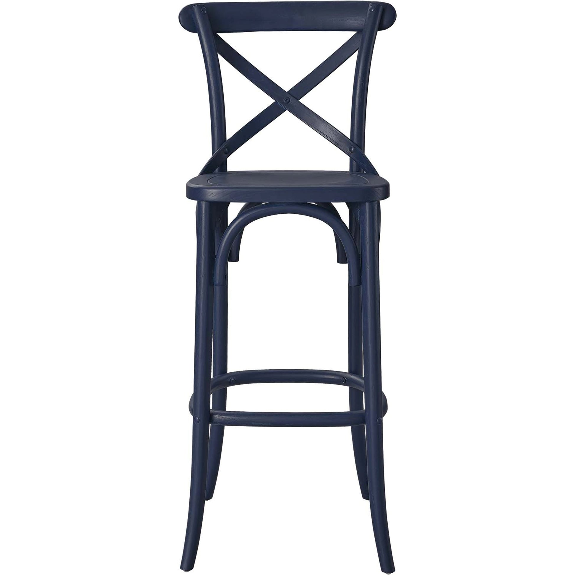 Easton Bar Stool by Evans & Londeen. Made from seat board is chinese elm wood, white foot pins in a transitional style.