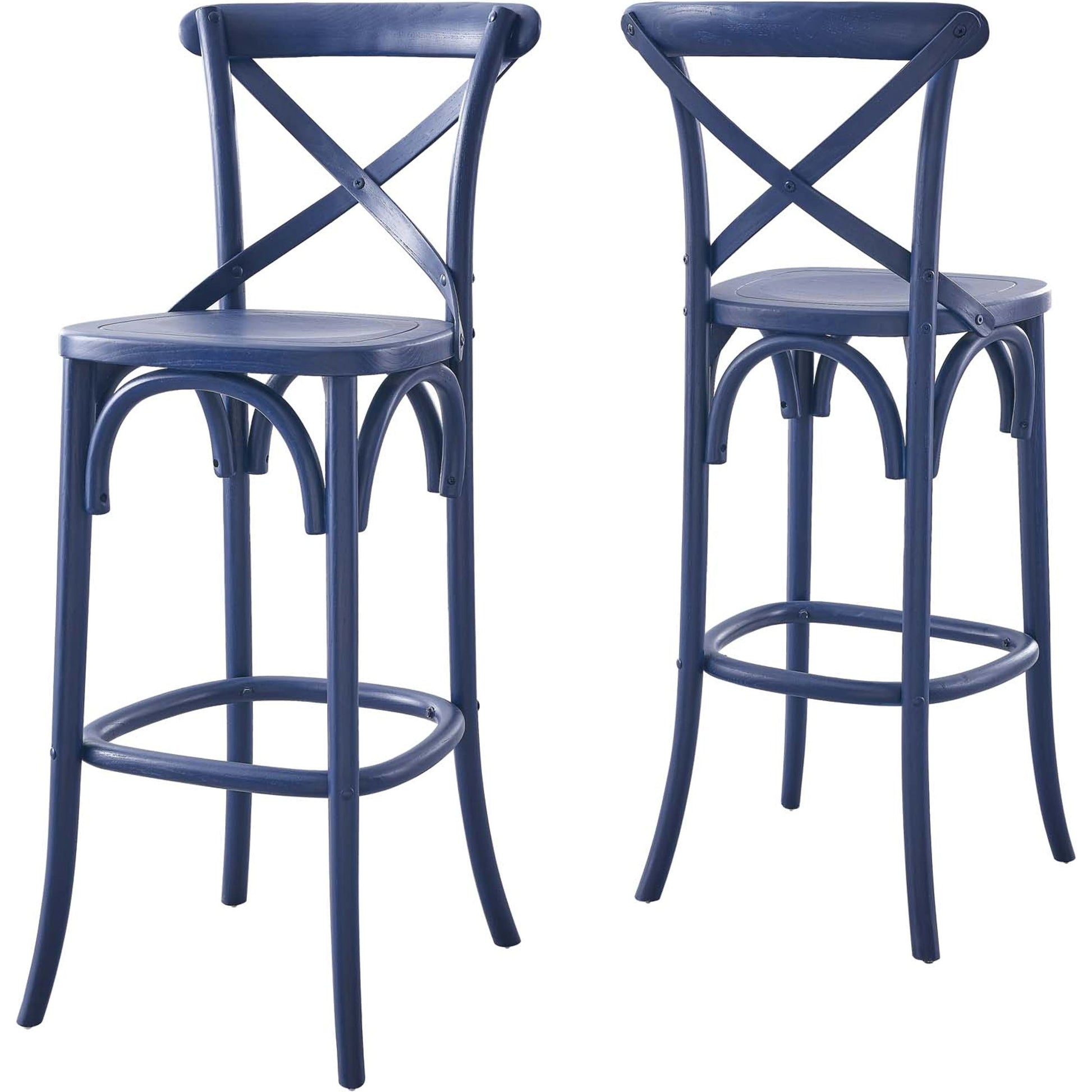 Easton Bar Stool by Evans & Londeen. Made from seat board is chinese elm wood, white foot pins in a transitional style.