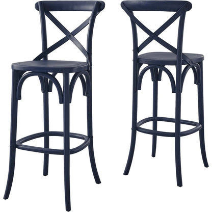Easton Bar Stool by Evans & Londeen. Made from seat board is chinese elm wood, white foot pins in a transitional style.