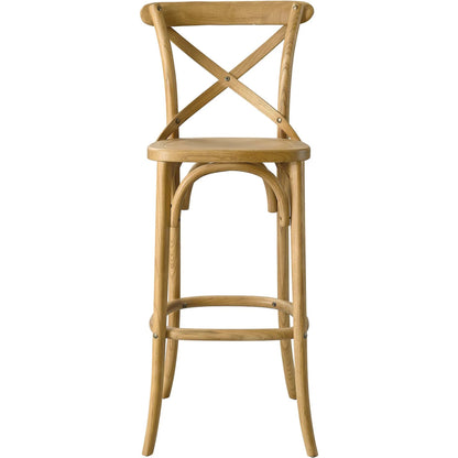 Easton Bar Stool by Evans & Londeen. Made from seat board is chinese elm wood, white foot pins in a transitional style.