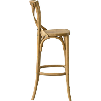 Easton Bar Stool by Evans & Londeen. Made from seat board is chinese elm wood, white foot pins in a transitional style.