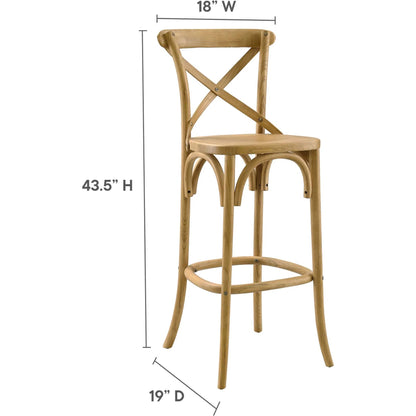 Easton Bar Stool by Evans & Londeen. Made from seat board is chinese elm wood, white foot pins in a transitional style.