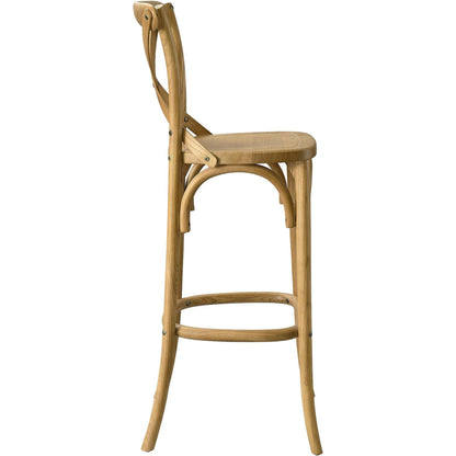 Easton Bar Stool by Evans & Londeen. Made from seat board is chinese elm wood, white foot pins in a transitional style.