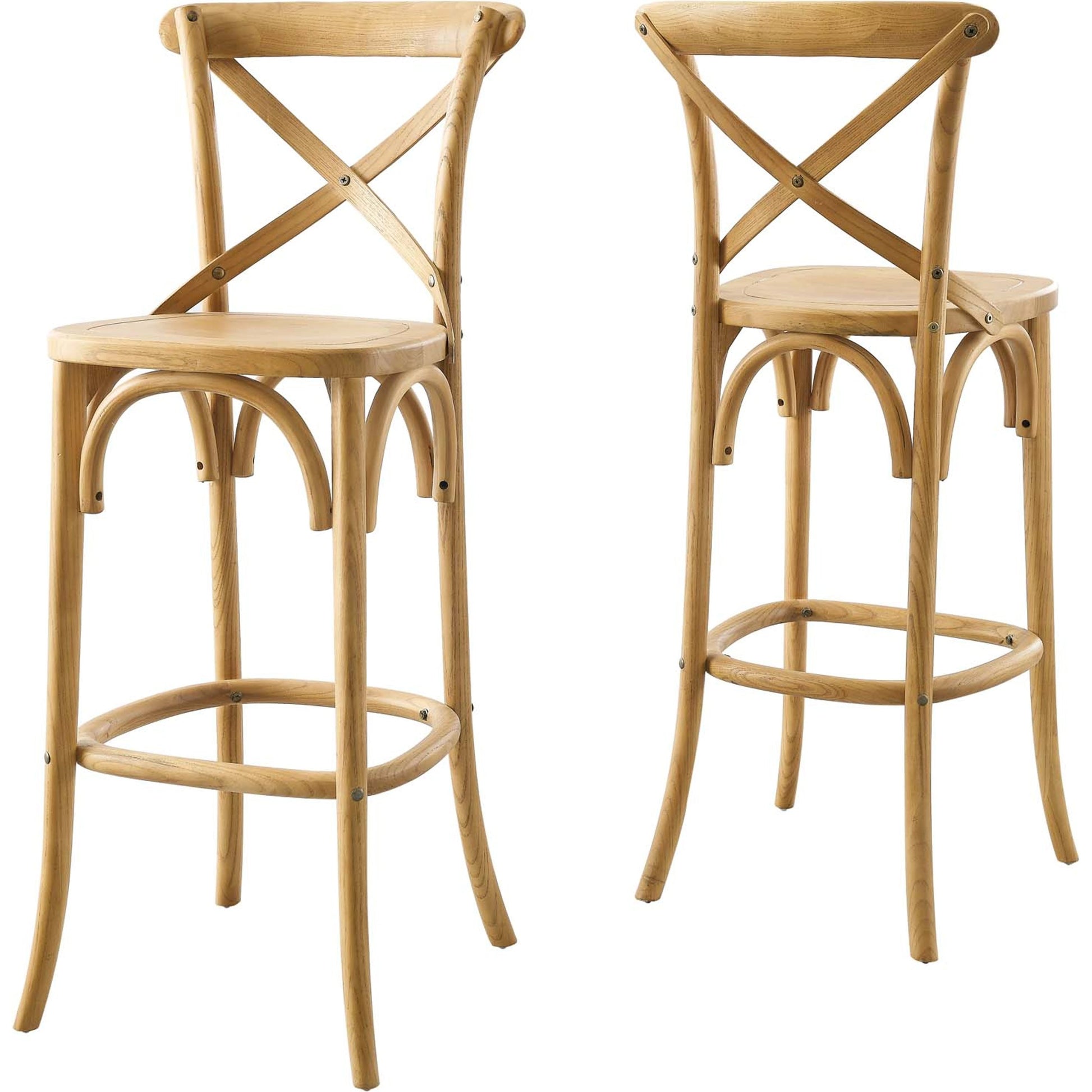 Easton Bar Stool by Evans & Londeen. Made from seat board is chinese elm wood, white foot pins in a transitional style.