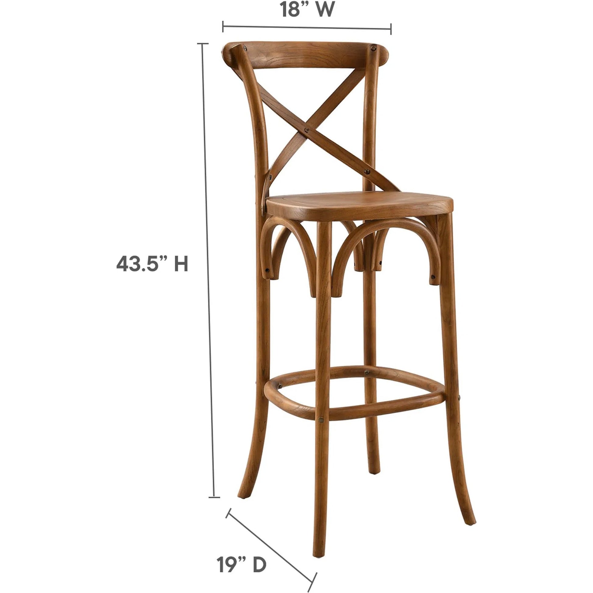 Easton Bar Stool by Evans & Londeen. Made from seat board is chinese elm wood, white foot pins in a transitional style.