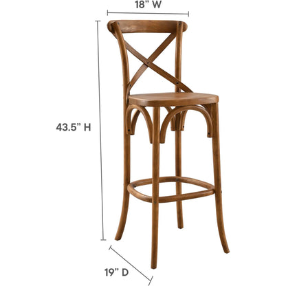 Easton Bar Stool by Evans & Londeen. Made from seat board is chinese elm wood, white foot pins in a transitional style.