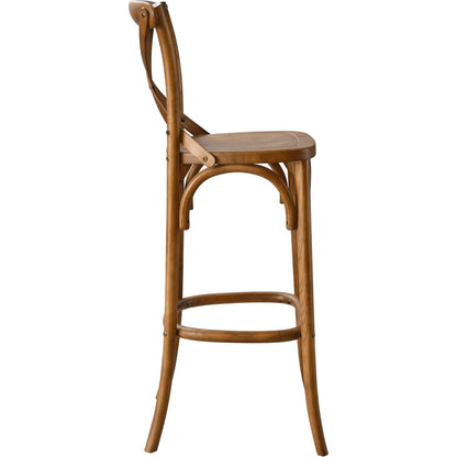 Easton Bar Stool by Evans & Londeen. Made from seat board is chinese elm wood, white foot pins in a transitional style.