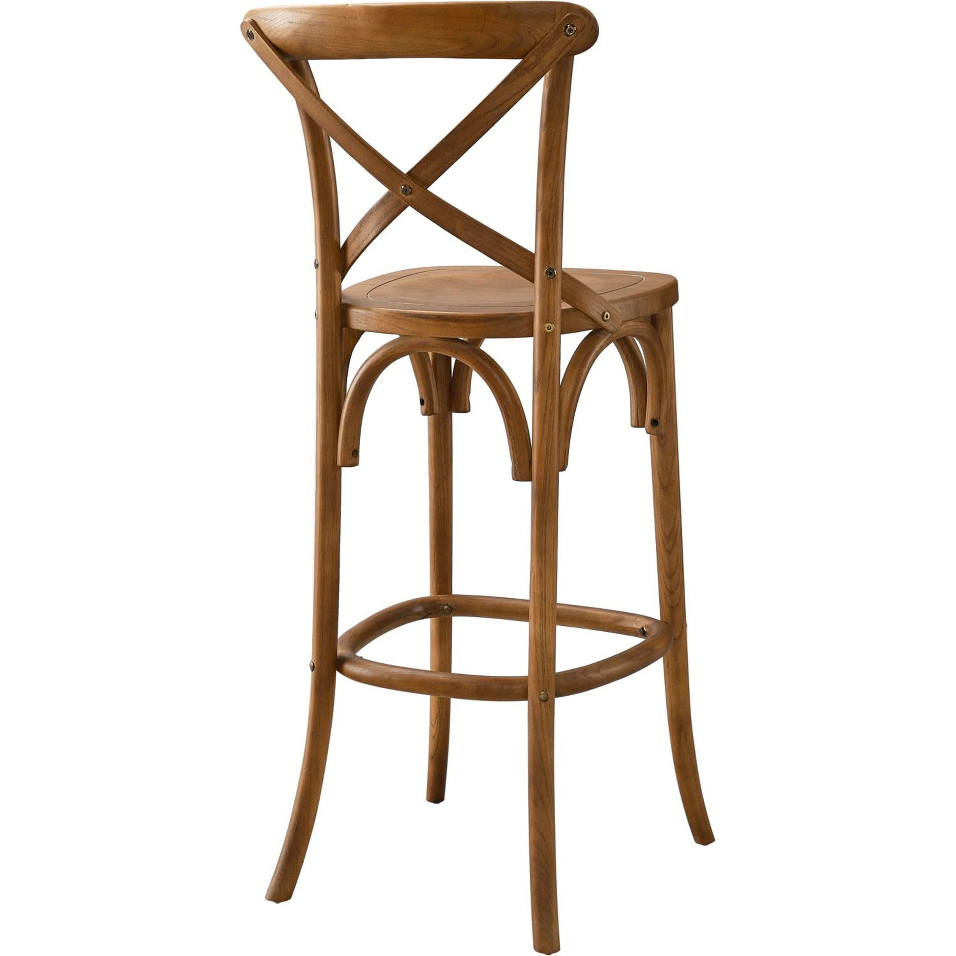 Easton Bar Stool by Evans & Londeen. Made from seat board is chinese elm wood, white foot pins in a transitional style.