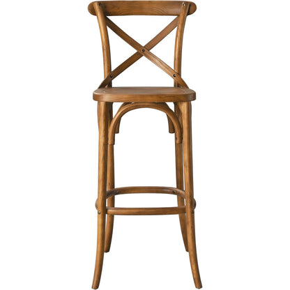 Easton Bar Stool by Evans & Londeen. Made from seat board is chinese elm wood, white foot pins in a transitional style.
