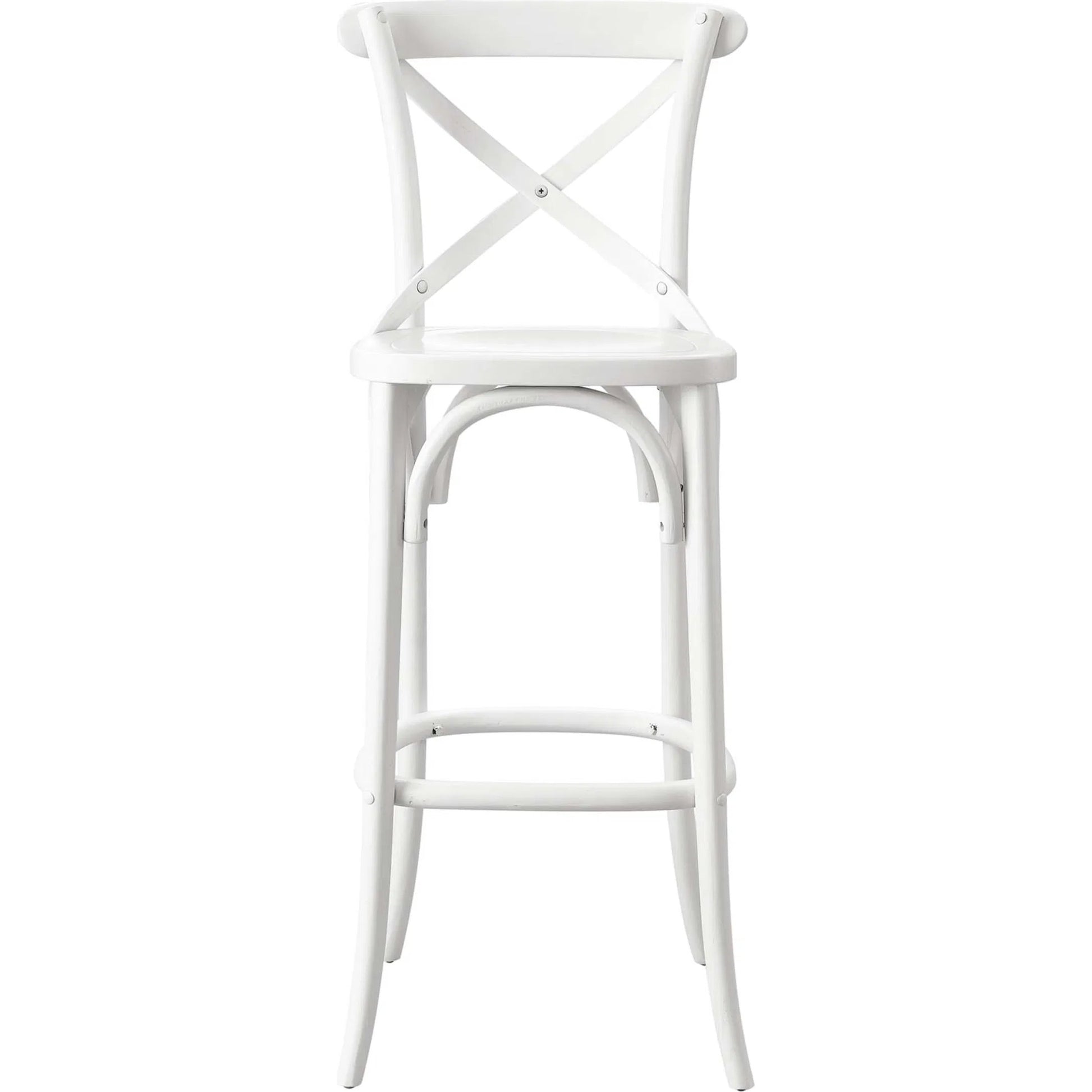Easton Bar Stool by Evans & Londeen. Made from seat board is chinese elm wood, white foot pins in a transitional style.